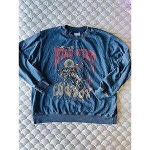 Vintage Cowboy Graphic Blue Sweatshirt